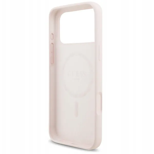 Guess для iPhone 17 Pro Max чехол Liquid silicone Gold metal logo & Camera Hard Pink (MagSafe)