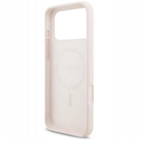 Guess для iPhone 17 Pro Max чехол Liquid silicone Gold metal logo & Camera Hard Pink (MagSafe)