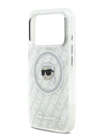 Lagerfeld для iPhone 17 Pro Max чехол IML Karl Head on logo Metal Cam Hard Grey (MagSafe)